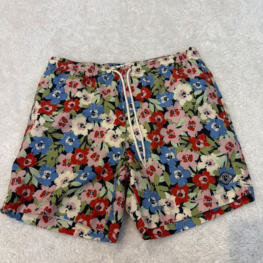 Pacsun Mens Floral Swim Trunks 7" M Preppy College Beach Resort Summer Vacation